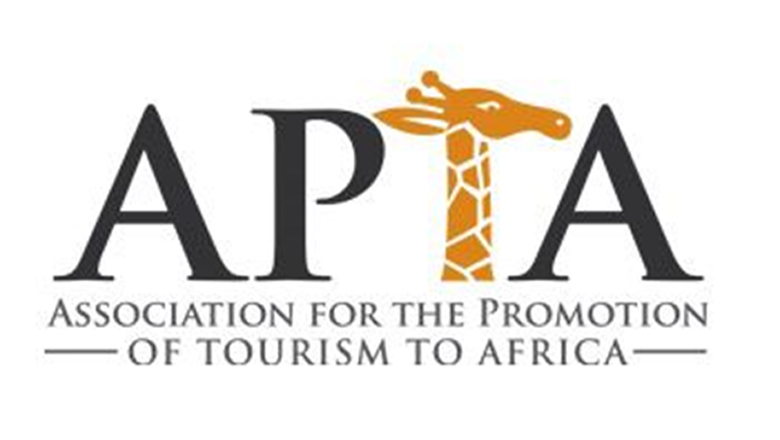 Logo for African tourism promotion organization with giraffe illustration.