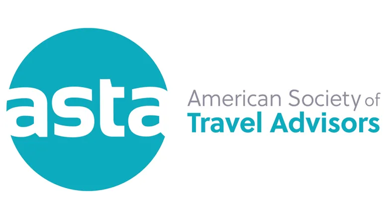 Logo of the American Society of Travel Advisors with blue and gray text.